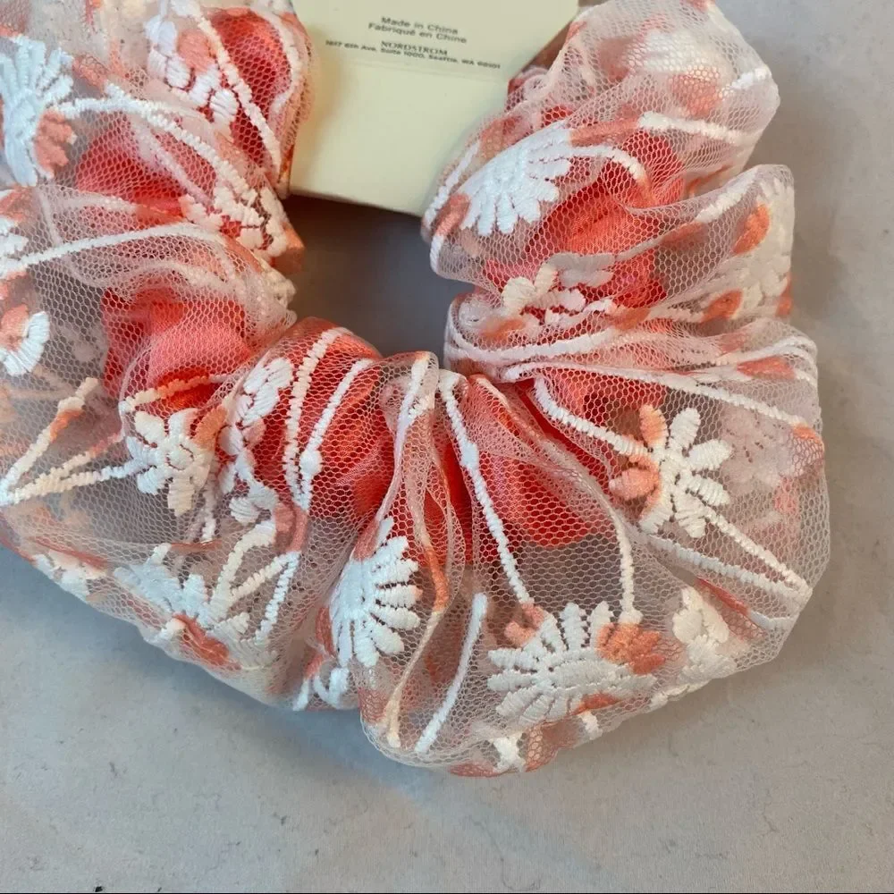 Tucker + Tate Hair Tie Coral Sugar Daisy Floral Scrunchie Casual Flower Girl
